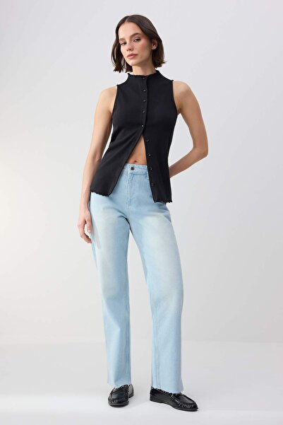 Trendyol Collection Trendyolmilla Wardrope Essentials Blugi albaștri cu talie...