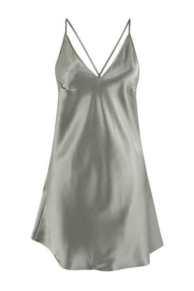 Trendyol Collection Grün-Mehrfarbiges, geblümtes, gewebtes Satin-Nachthemd TH...