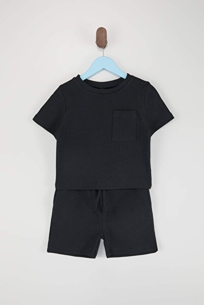 TRENDYOLKIDS Tamnoplavi jednobojni pleteni donji i gornji set TKDSS25AU00130