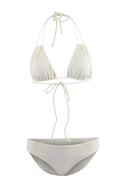 Trendyol Collection Ecru Tünelli Triangle Covered Regular Normal Waist Bikini...