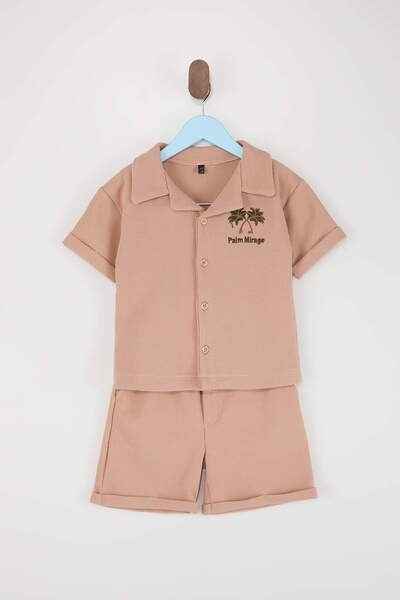 TRENDYOLKIDS Set de tricotaje tropicale Mink - Partea inferioară și superioar...