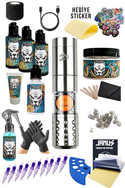 Tattoo Dragoart T2 SILVER Dövme Makinesi Seti – Led Ekran - Parmak Pedallı Dö...