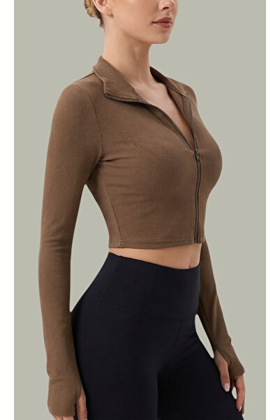 LC Waikiki Γυναικεία μπλούζα με μακριά μανίκια και φερμουάρ Κοντό Top