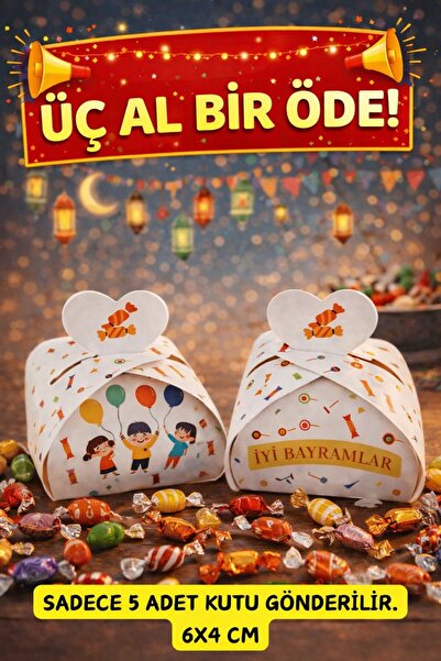 Emtory Home 5 Adet Şeker Kutusu - Bayram Hediyesi - Çikolata Kutusu - Lokum K...