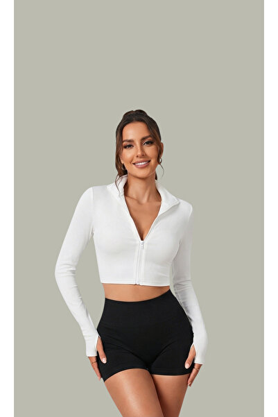 LC Waikiki Γυναικεία μπλούζα με μακριά μανίκια και φερμουάρ Κοντό Top