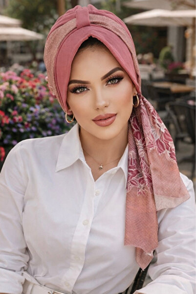 Aişe tesettür Prašak od ruže Cvetni dezen Kost šešira