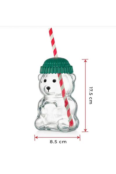 GUGGA Bearista - Barista Cam Soğuk Pipetli İçecek Bardağı Sevimli Ayıcıklı Bardak 550 ml