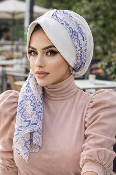 Aişe tesettür Bela Plava Sa deznom Šal Kapa Bonet