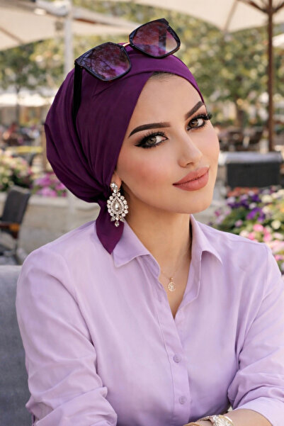 Aişe tesettür Plum Cross-Strapped Sea - Pool Cap