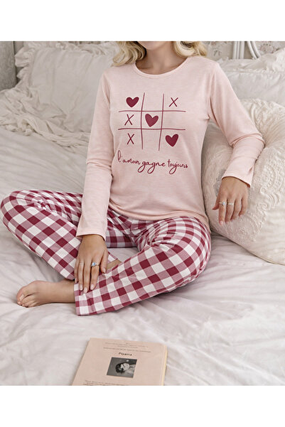 MİSSLALE Σετ γυναικείας πιτζάμας με μακρυμάνικο μπλουζάκι με σχέδια