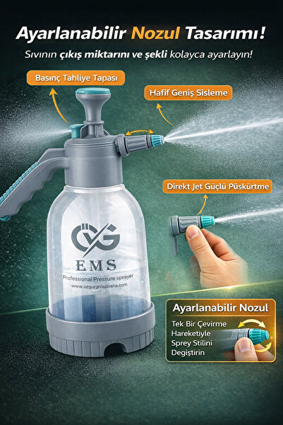 ÖVG EMS Basınçlı Dezenfekte Ilaçlama Pompası Ilaç Püskürtücü 2 Lt Premium