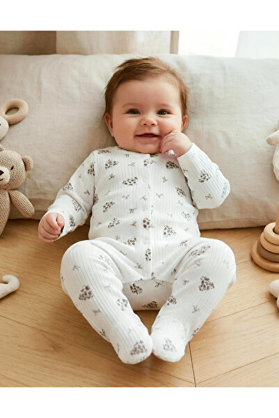 Nexvora Newborn Baby Girl Heart Patterned Jumpsuit 1 Month 3 Months 6 Months