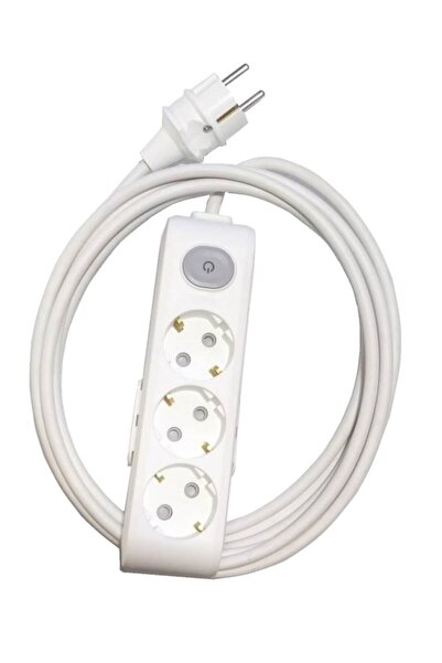 VİKO 3'lü Anahtarlı Grup Priz Topraklı Çocuk Korumalı 6 Metre (düz Fiş)