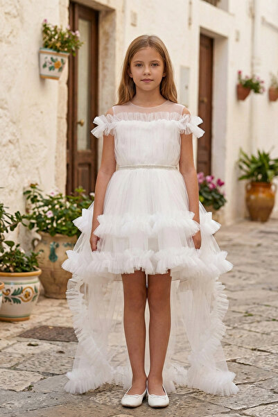 Pina Kids Kız Çocuk Kat Kat Tüllü Kuyruklu Prenses Elbise