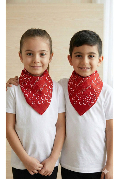 Sibel Günay Butik Eșarfă roșie Türkiye Haritalı Ay Yıldız cu imprimeu (pachet...