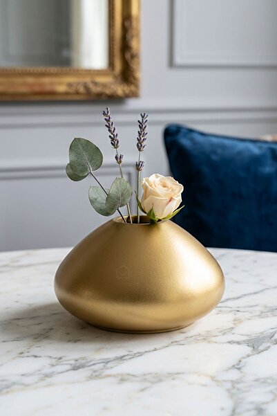 YAYBOX Dekoratif Vazo El Yapımı Altın Renk Model 19