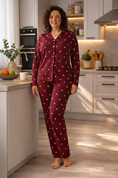 Bravie Σετ πιτζάμες με μαλακή υφή από σουέτ πουκάμισο, μεγάλο μέγεθος 7230 ασ...