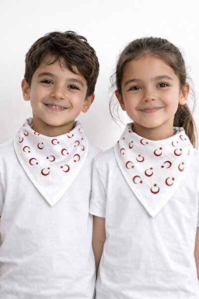 Sibel Günay Butik Eșarfă albă / Bandană cu steagul turcesc |   Eșarfă cu lună...