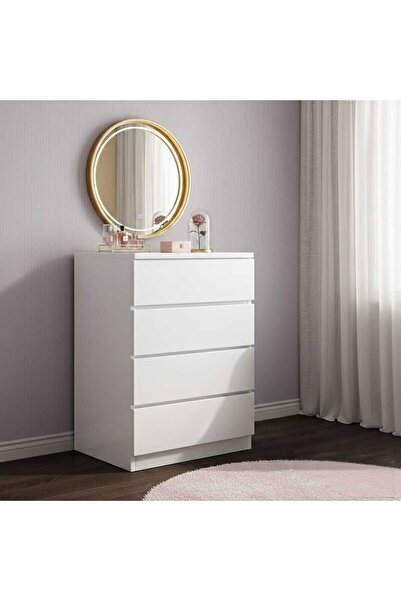 N.zone خزانة أدراج خشبية بيضاء (72*60*40)سم - خزانة باربعة أدراج لغرفة النوم ...