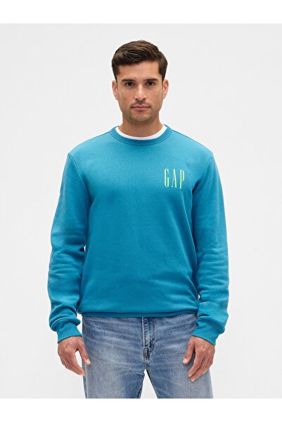 GAP Erkek Turkuaz Logo Fleece Sweatshirt