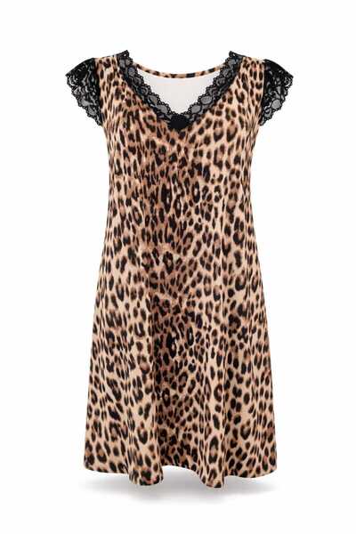 GOB Büyük Beden GoB Signature - ثوب نوم نسائي بأكمام دانتيل ورقبة على شكل V ف...