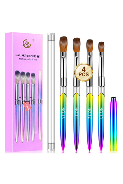 Choice مجموعة فرش أظافر أكريليك MJ304-1، 4 قطع، مقاسات 10/12/14/16، مناسبة لب...