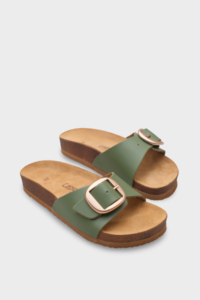 Capone Outfitters Лий Големи пантофи с анатомична форма, изработени от кожа с...