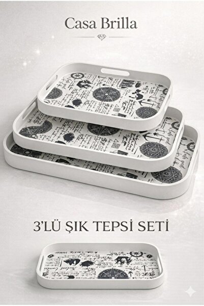 Casa Brilla 3-Piece Tray Set - Tea Trays - Presentation Trays - Treat Trays