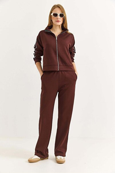Raneel Kazançlı Alışveriş Women's modal tracksuit set burgundy