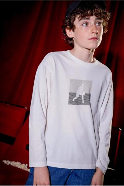 MAYORAL Krem majica za dečake Štampano dugih rukava 7005