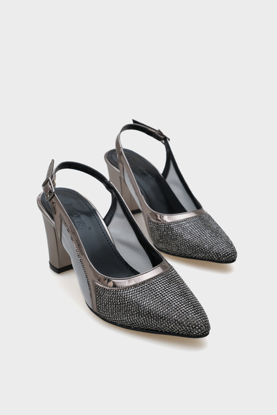 Capone Outfitters Ola 750 Damen-Schuhe mit Absatz aus Steinnetz und offenem R...