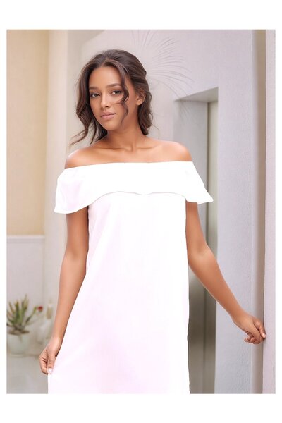 Cotton Mood 20070787 Dok.Keten Madonna Collar Dress Ecru