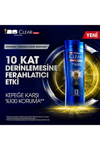 Clear Men Kepeğe Karşı Etkili Şampuan Cool Sport Menthol 350 ml x3