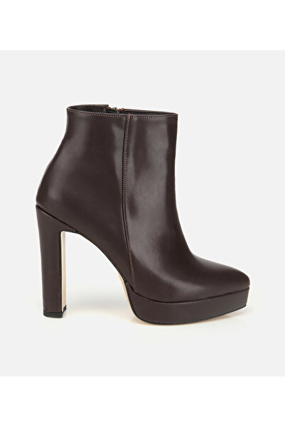 Hotiç Kadın Kahverengi Yüksek Topuklu Platform Topuklu Bot