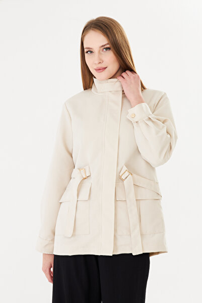 PIQUE ŽENSKI KAPUT Visoka kragna Udoban trenč kaput srednje dužine