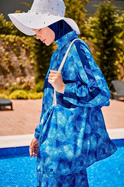 Riva Mera ملابس سباحة حجاب منقوشة ومغطاة بالكامل R2316