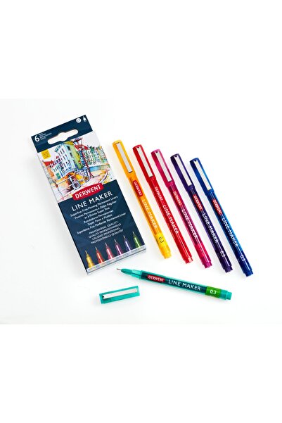 Derwent Set of 6 Professional 0.3 mm black fine tip liners