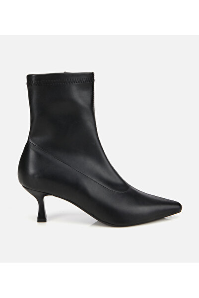 Hotiç Kadın Siyah Streç Fermuarlı Bilekte Kısa Topuklu Bot