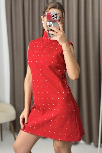 Raneel Kazançlı Alışveriş Stone Printed Mini Dress Red
