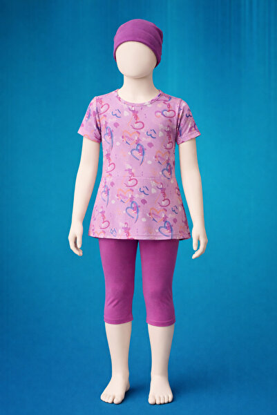 Elayza Σετ μαγιό για κορίτσια με μοτίβο καρδιάς τριπλό