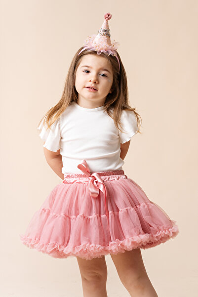 Banamio Rio Fiyonk Detaylı Astarlı Kabarık Karnaval Tütü Etek (GÜL KURUSU)