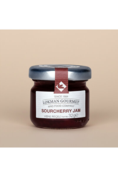 Lokman Gourmet Organik Vişne Reçeli 32 g x 50 Adet – Tek Porsiyon Cam Kavanoz – Otel & Catering