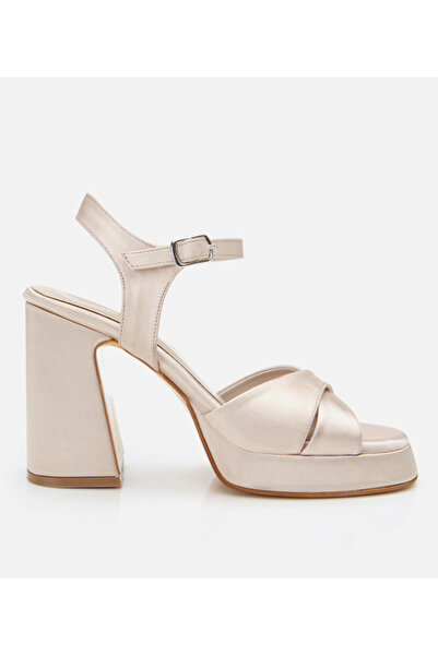 Hotiç Kadın Bej Abiye Yüksek Topuklu Sandalet