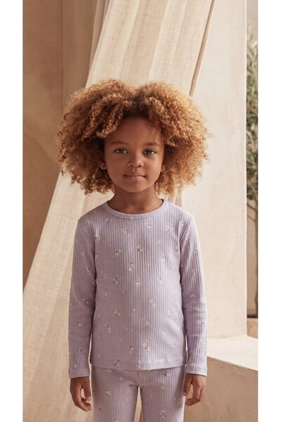 Katia&Bony Devojčica Floral Patterned Pidžama Set Purple