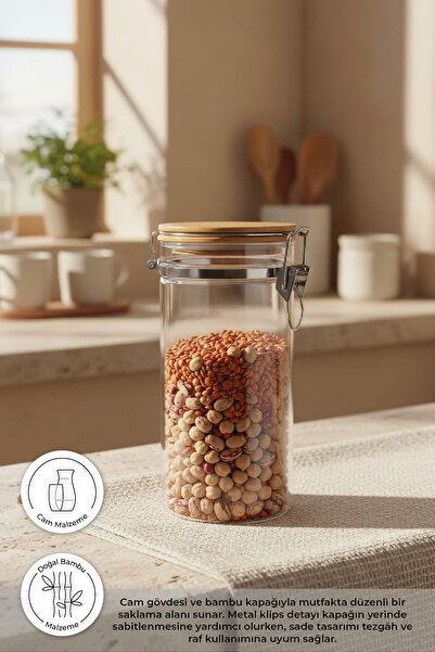 Bambum حاوية تخزين زجاجية مادا قابلة للقفل 20 سم