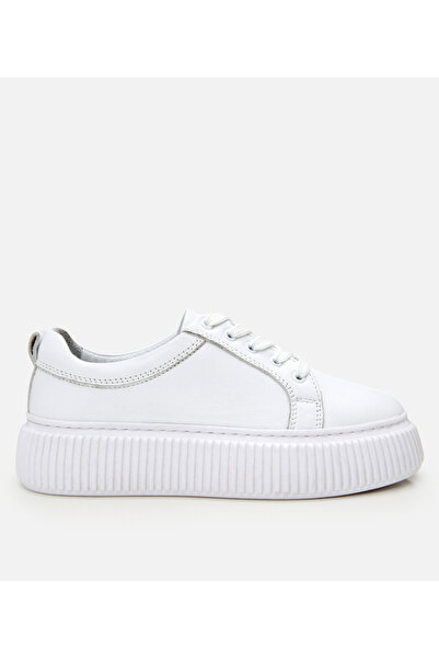 Hotiç Kadın Deri Beyaz Kalın Tabanlı Spor Ayakkabı