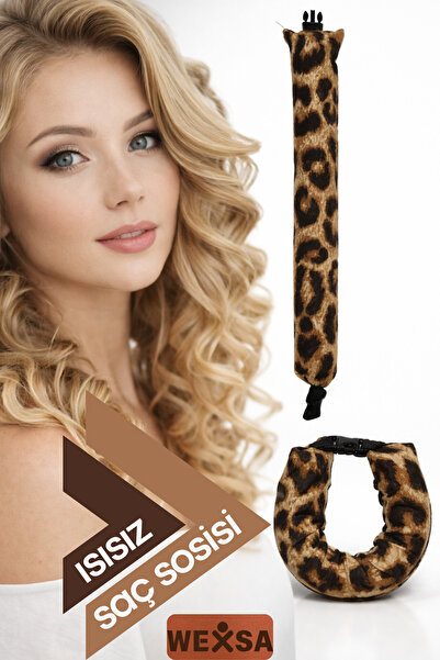 MUEV 1'Li Leopar Saç Şekillendirici Bigudi Isısız Saç Bukle Şekillendirici Bi...