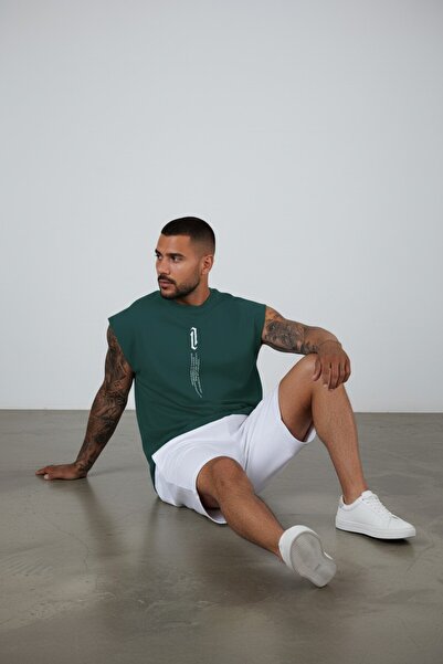 Altamira Πράσινο αμάνικο μπλουζάκι Oversize - Ανδρικό, κάθετο εμπριμέ