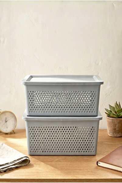 FH finehome صندوق تخزين متعدد الأغراض من بريست، سعة 4 لتر، لون رمادي