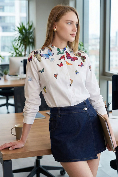 armonika Γυναικείο πουκάμισο με κίτρινο γιακά Judge ARM-25Y001013